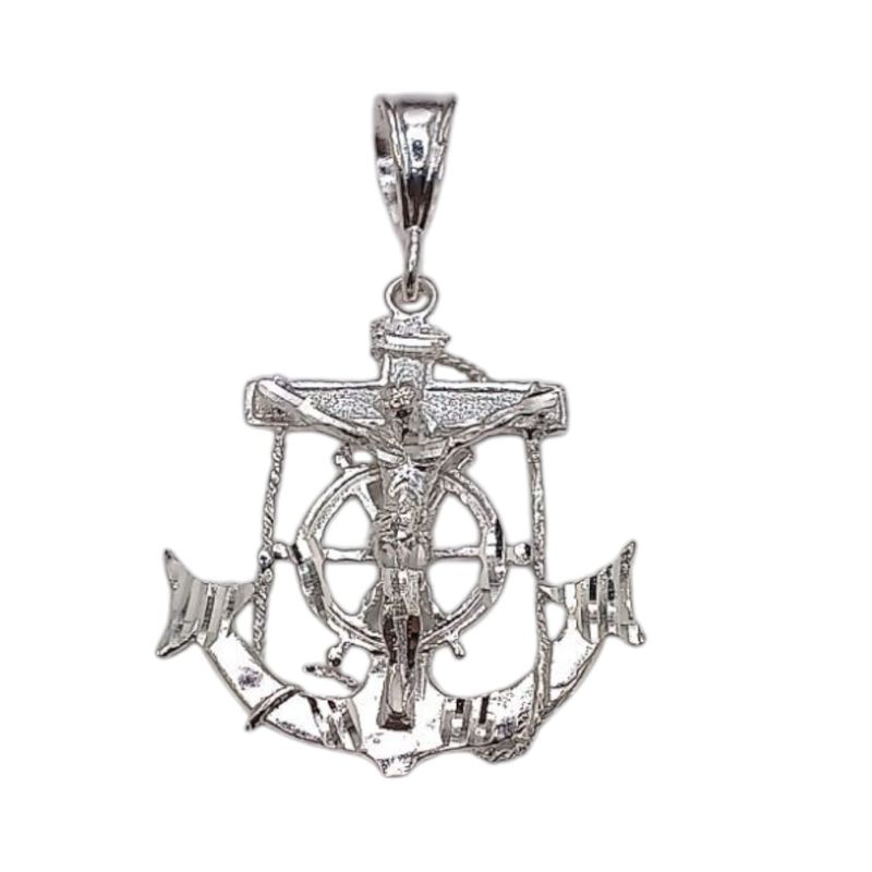 DIJE ANCLA CON CRISTO4 CM, PLATA .925