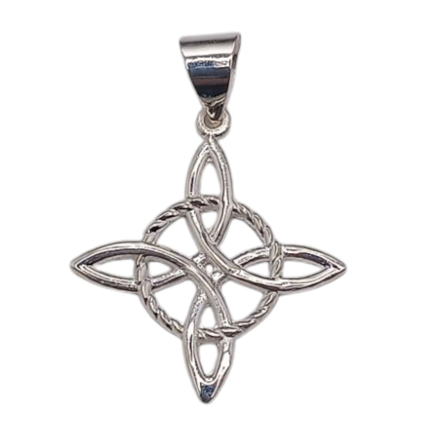 DIJE NUDO DE BRUJA 4 CM LARGO TOTAL, PLATA .925