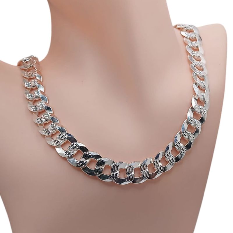 CADENA CUBANA 24&quot; 13mm, PLATA .925