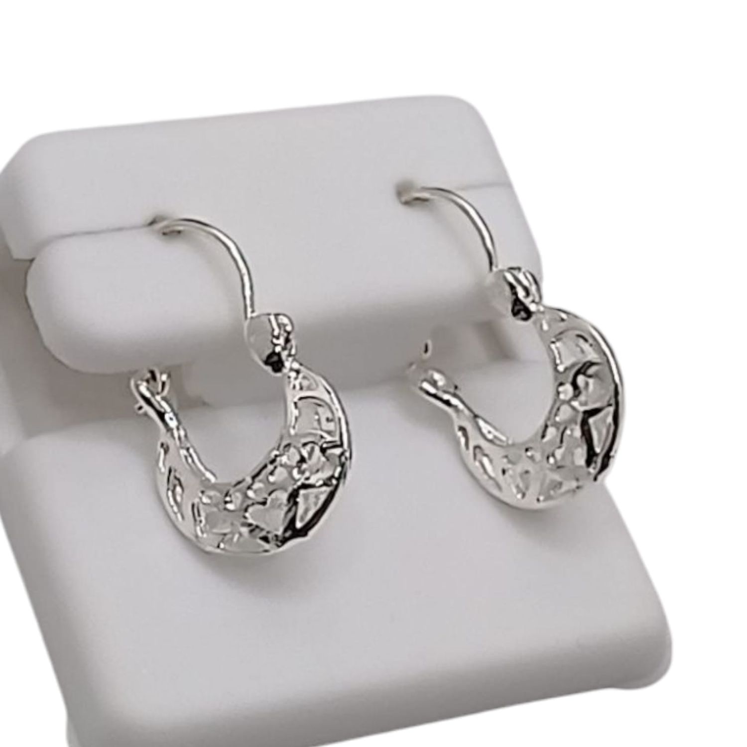 ARRACADAS DE CANASTA CON CORAZONES 2 CM PLATA .925