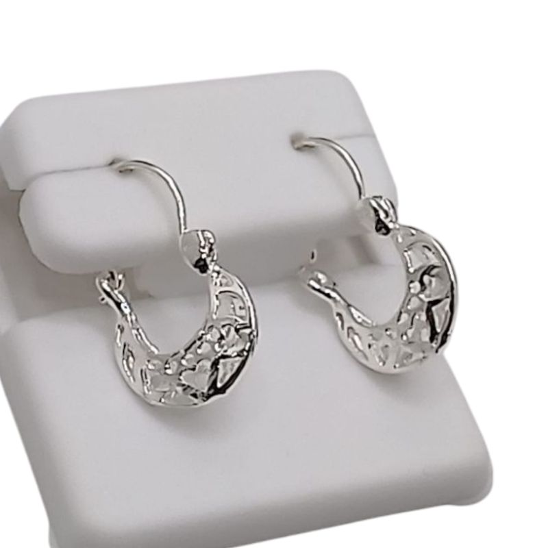 ARRACADAS DE CANASTA CON CORAZONES 2 CM PLATA .925