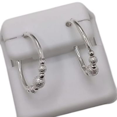 ARRACADA  LISA CON BOLA LISA Y SATINADA  2CM PLATA  .925