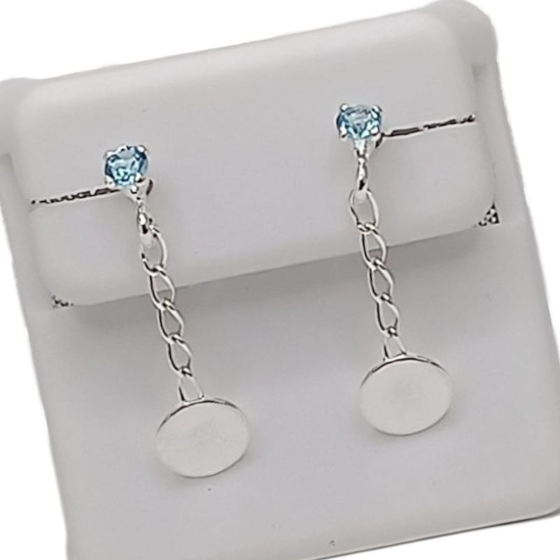 Broquel azul colgante con circulo. PLATA .925