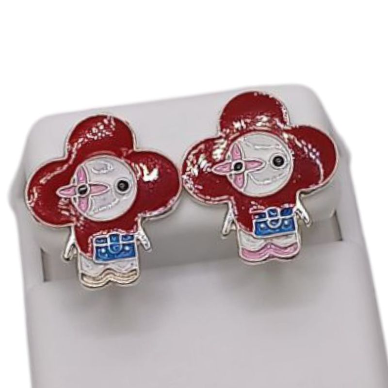 ARETE FLOR VIV ROJA 1.8CM PLATA .925