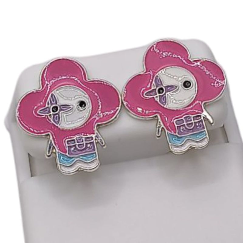 ARETE FLOR VIVI ROSA PLATA .925
