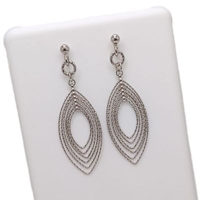 ARETE MOVIL OVALADO  4 CM  BROCHE MARIPOSA PLATA .925