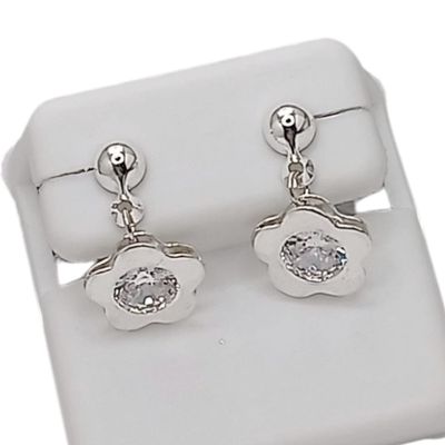 ARETE FLOR CON CZ BCA  PLATA .925
