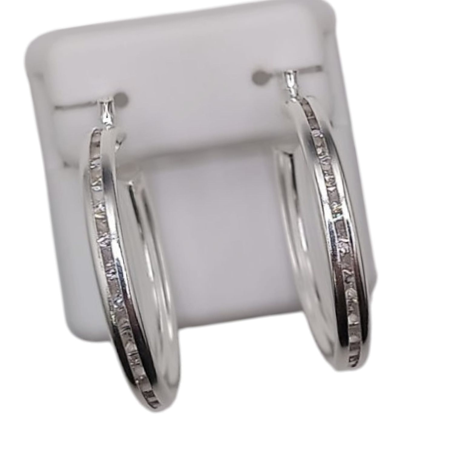 Arracada Canal con circonia 3 cm de Diametro Plata 925