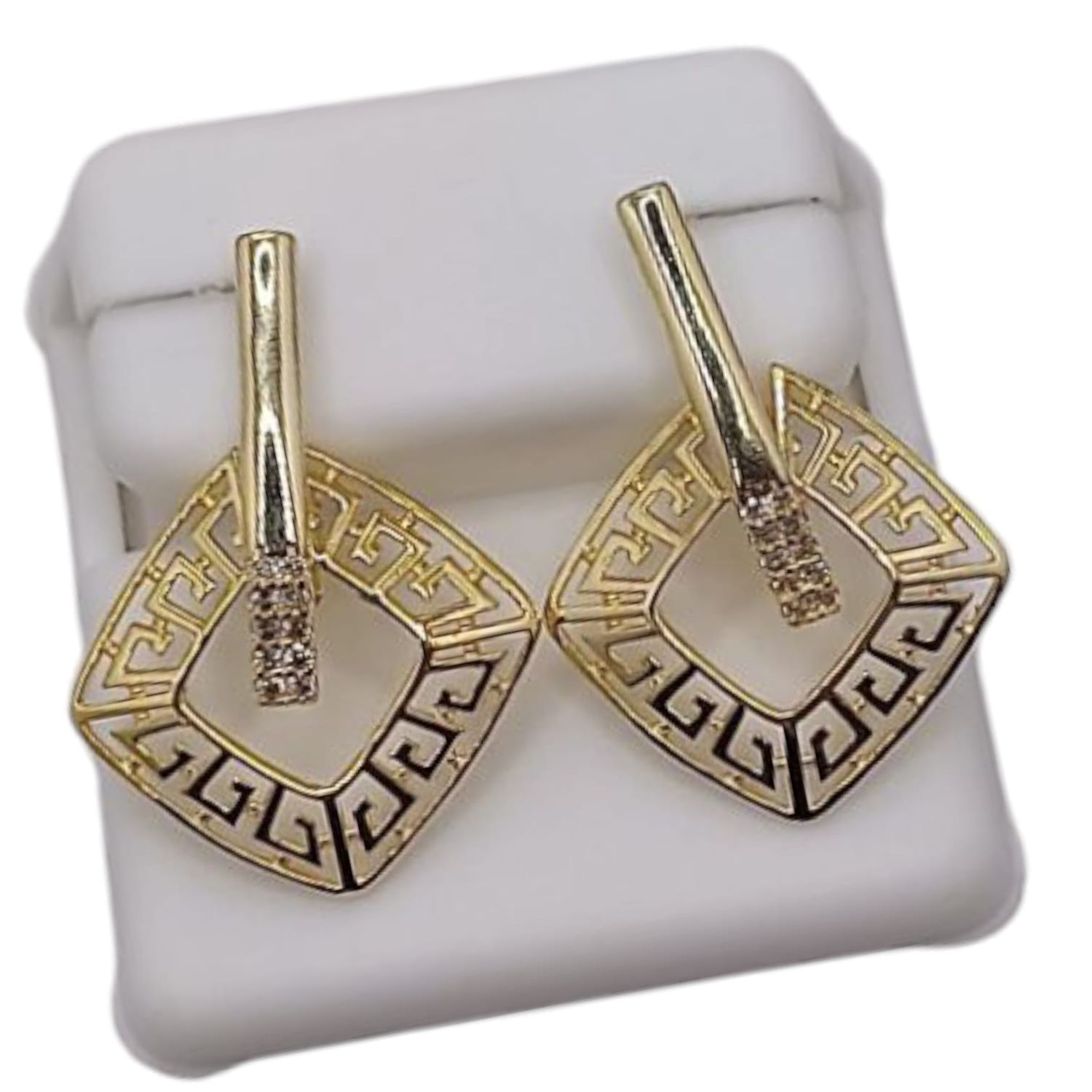 ARETE CON GRECAS 2.5 CM PLATA CON CHAPA DE ORO PLATA .925