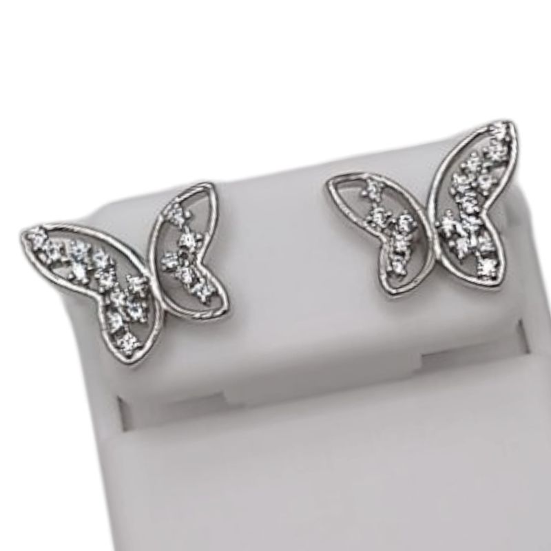 ARETE MARIPOSA CON MINI CZ  BROCHE MARIPOSA PLARTA .925