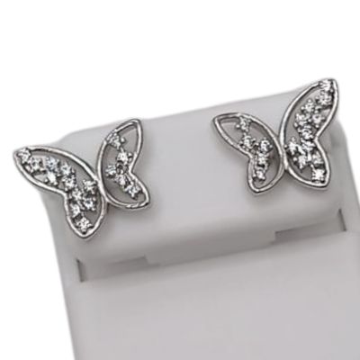 ARETE MARIPOSA CON MINI CZ  BROCHE MARIPOSA PLARTA .925