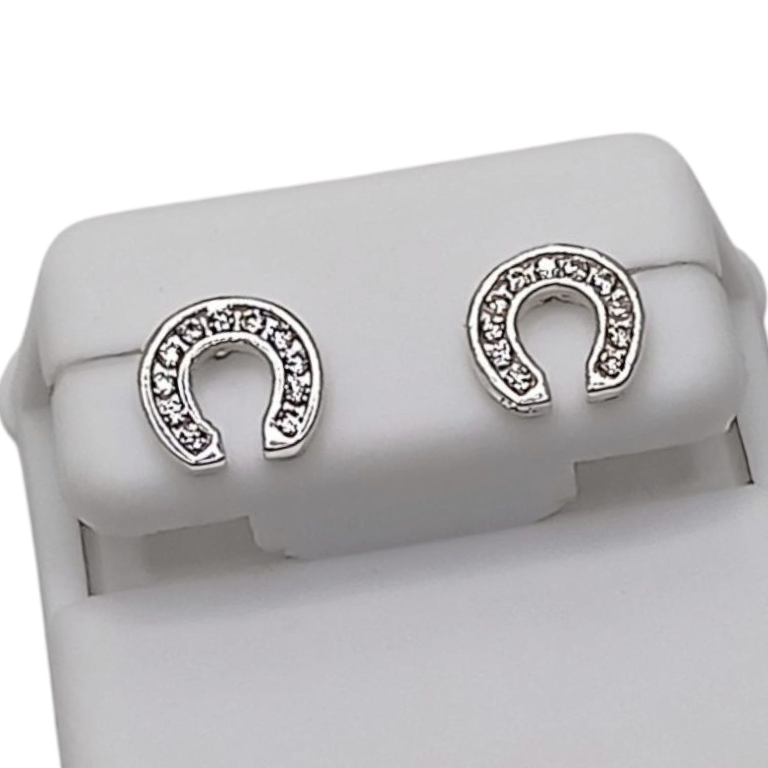 Arete fancy Herradura con circonias PLATA .925