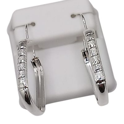ARRACADA RECTANGULAR DIAMANTADA 4  CM PLATA .925