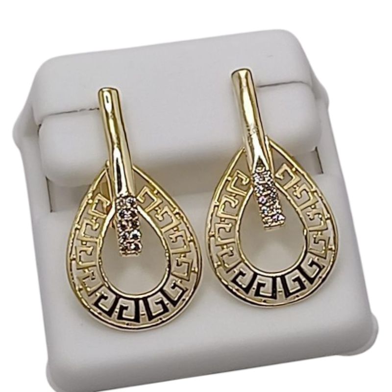 ARETE PLATA  CON CHAPA DE ORO 2.5 CM PLATA .925