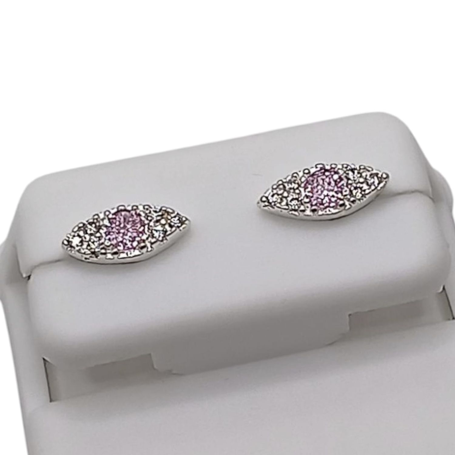 ARETE OJO DE DIOS CZ ROSA . PLATA .925