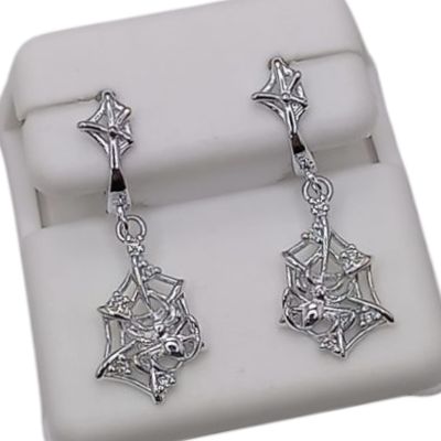 HUGGUI ARETE TELARAÑA  2.5 CM LARGO, PLATA .925