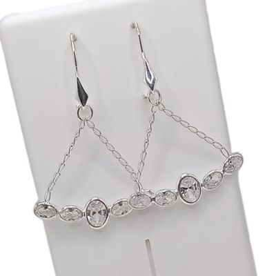 ARETE DE ARILLO CON CZ BCA, VARIOS COLORES 3 CM LARGO PLATA .925