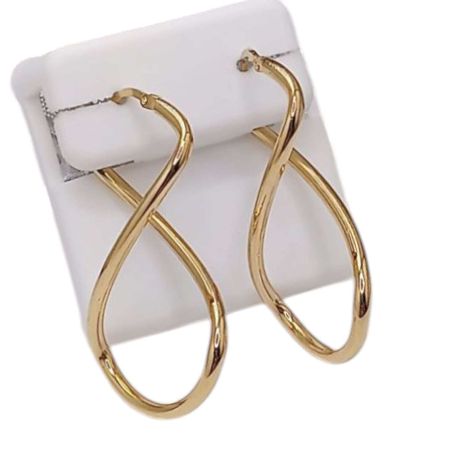ARRACADA INFINITO GRANDE 4 CM , CON CHAPA DE ORO    PLATA .925