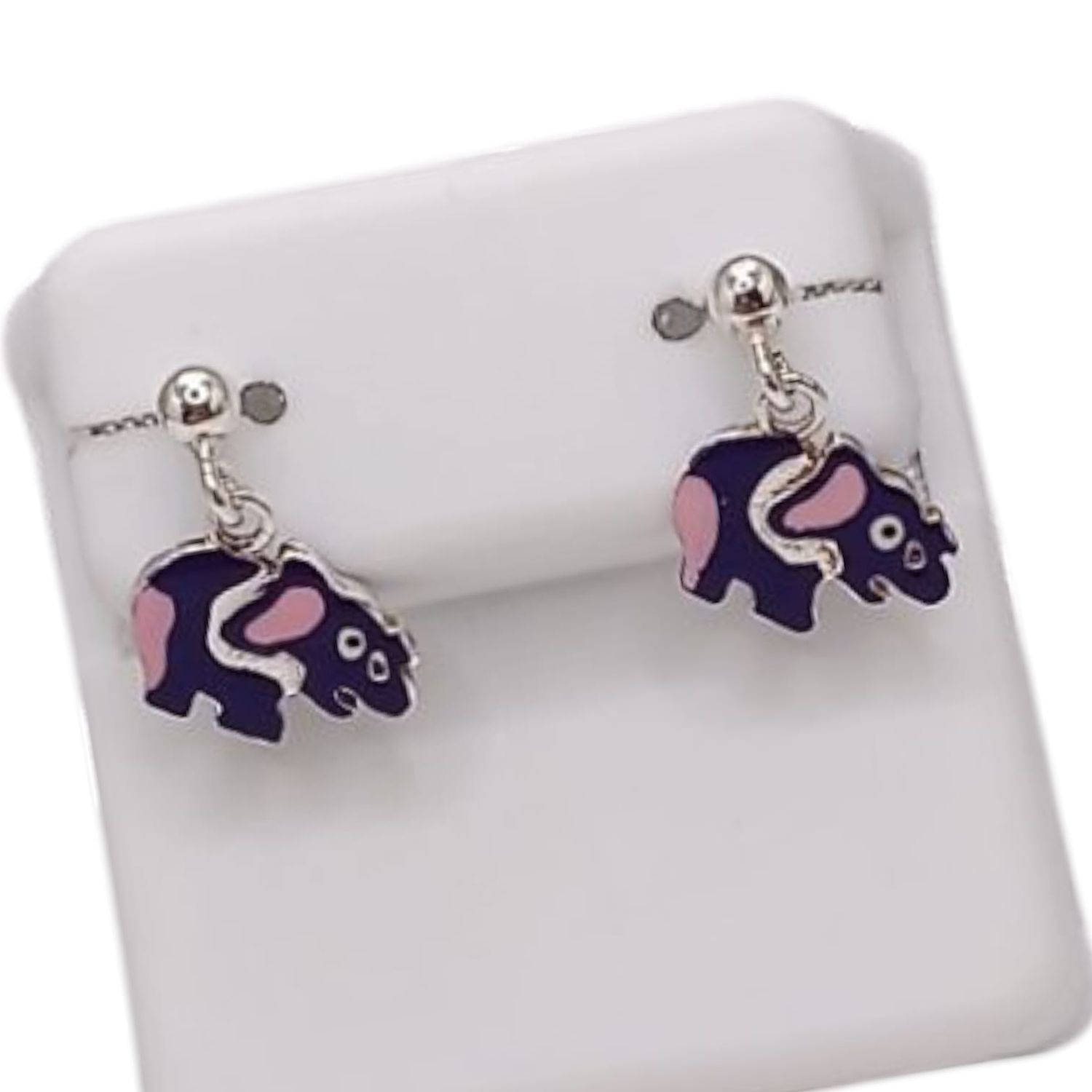 ARETE ESMALTADO OSO MORADO MARIPOSA ATRAS PLATA .925