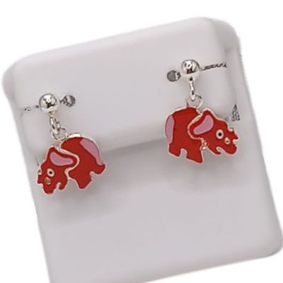 ARETE ESMALTADO ELEFANTE ROJO MARIPOSA ATRAS PLATA .925