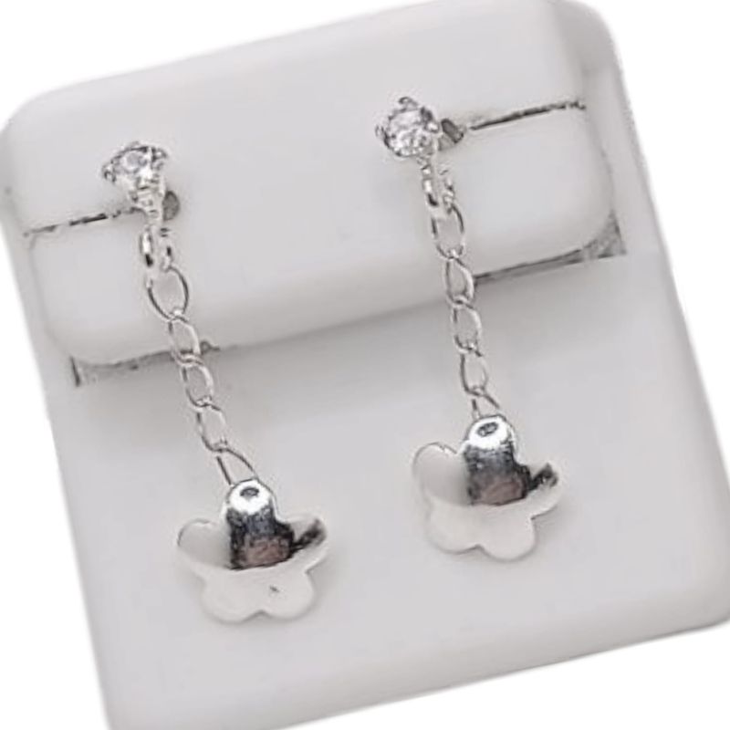 ARETE FLOR COLGANTE CON CZ  PLATA .925