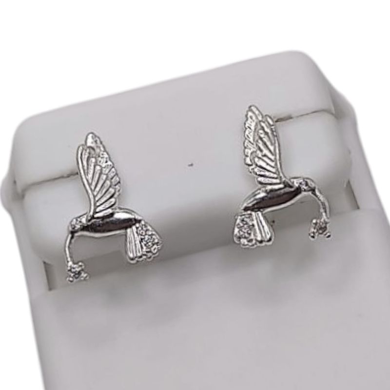 ARETE COLIBRI 1.5 CM BROCHE MARIPOSA PLATA .925