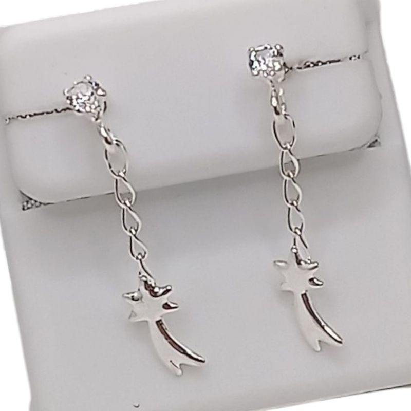 Broquel blanco colgante con estrella fugaz. PLATA .925
