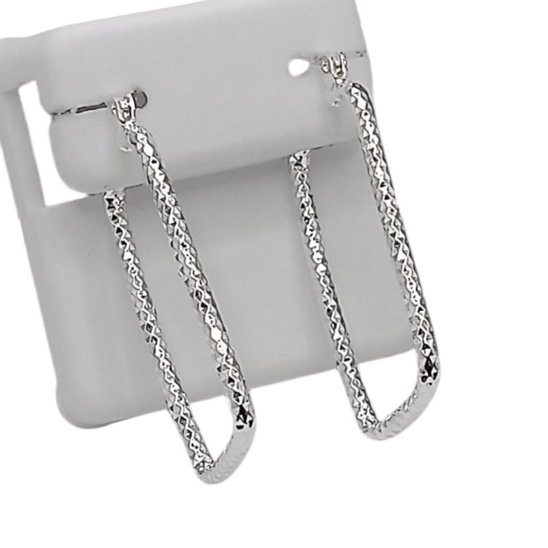 ARRACADA DIAMANTADA RECTANGULAR 4 CM PLATA .925