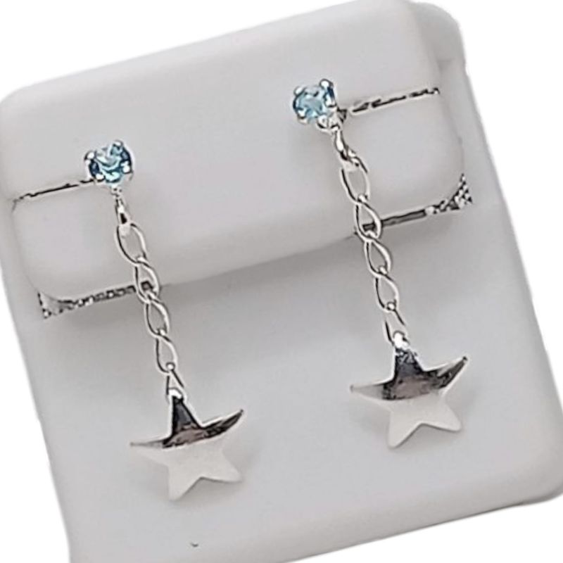 Broquel azul colgante con estrella. PLATA .925
