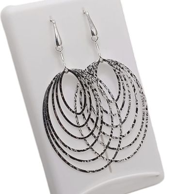 ARETE GIRATORIO OVALADO 6.5 CM LARGO PLATA .925