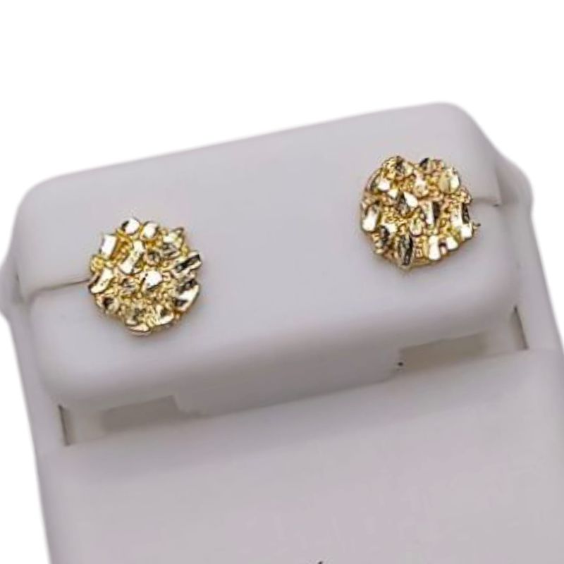 BROQUEL NUGGUET REDONDO BROCHE MARIPOSA,  ORO 10K