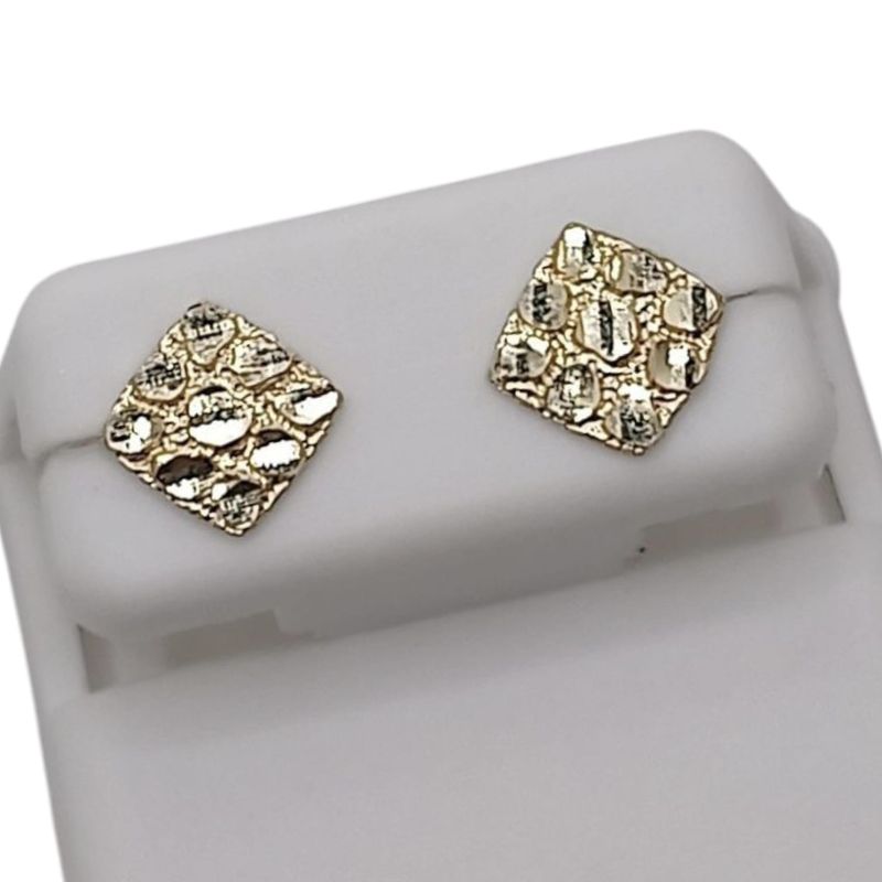 BROQUE NUGGUET CUADRADO / ROMBO BROCHE MARIPOSA, ORO 10K