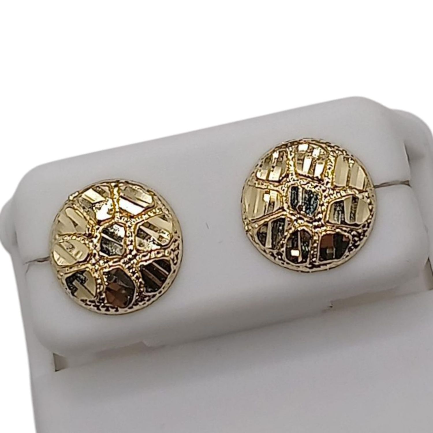 ARETE REDONDO NUGGUET, BROCHE MARIPOSA, ORO 10K