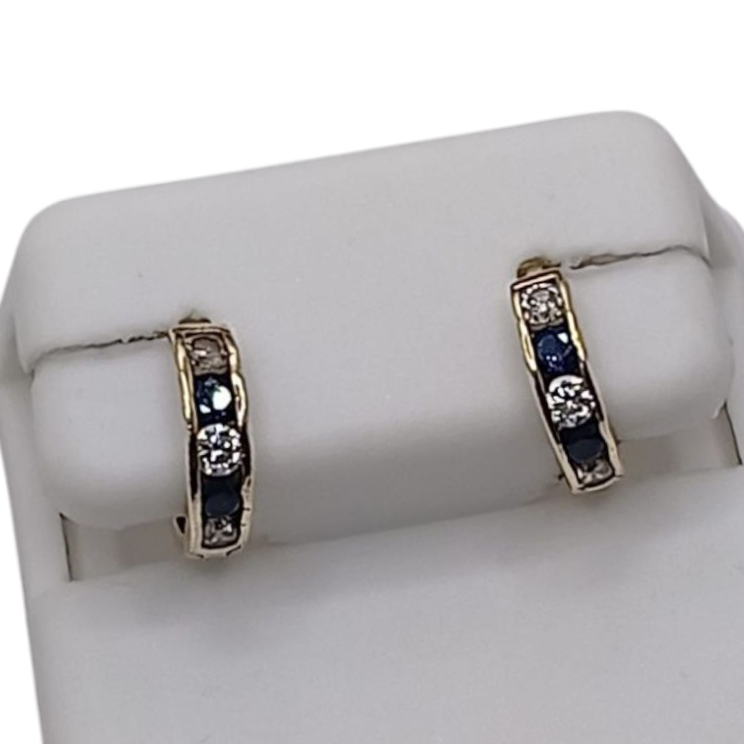 HUGGUI CON CZ NAVY Y BCA 1 CM, ORO 10K