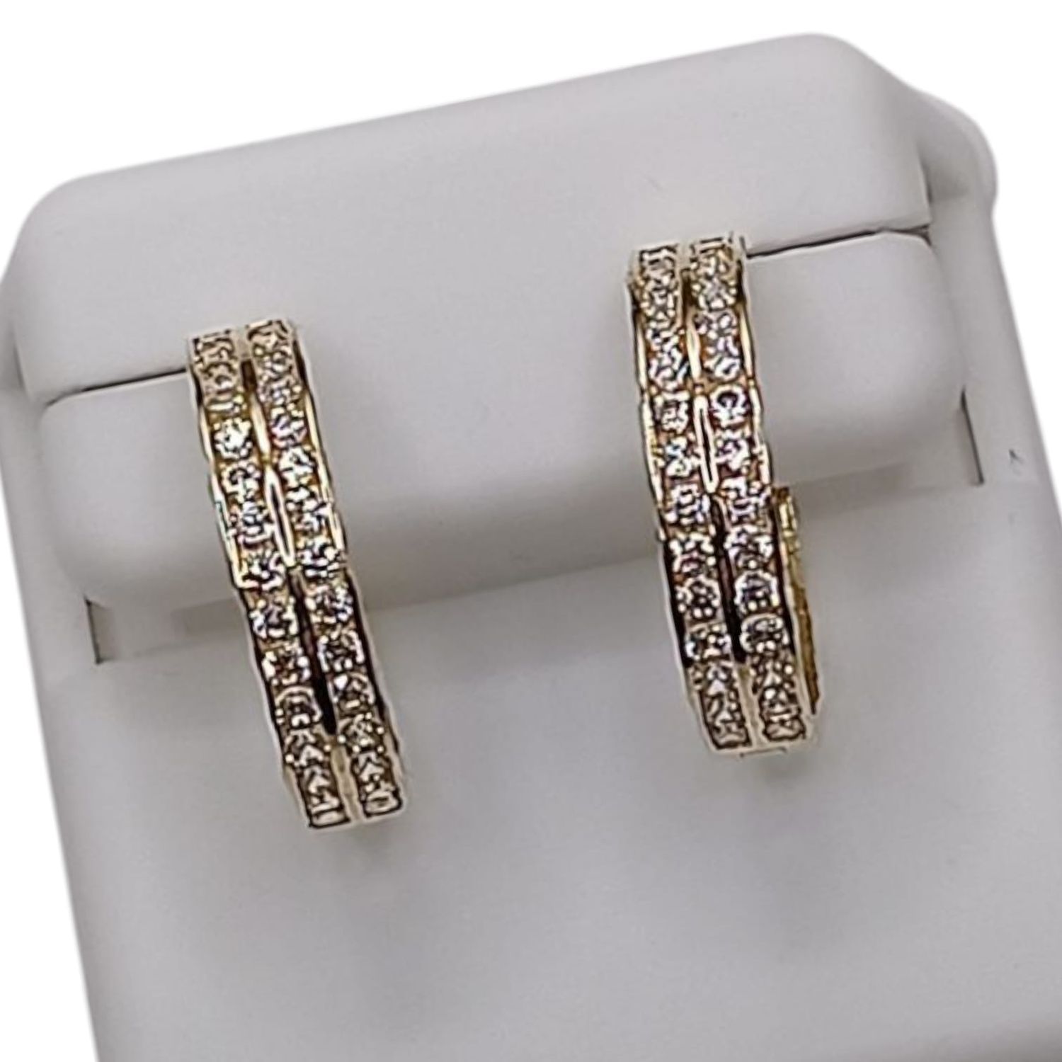ARRACADA CON CZ DOBLE CANAL,  1.7 CM ORO 10K