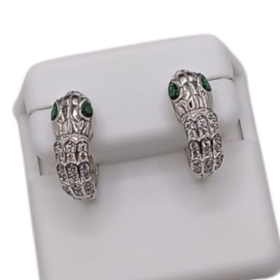 ARETE VIBORA FANCY OJITO VERDE PLATA .925