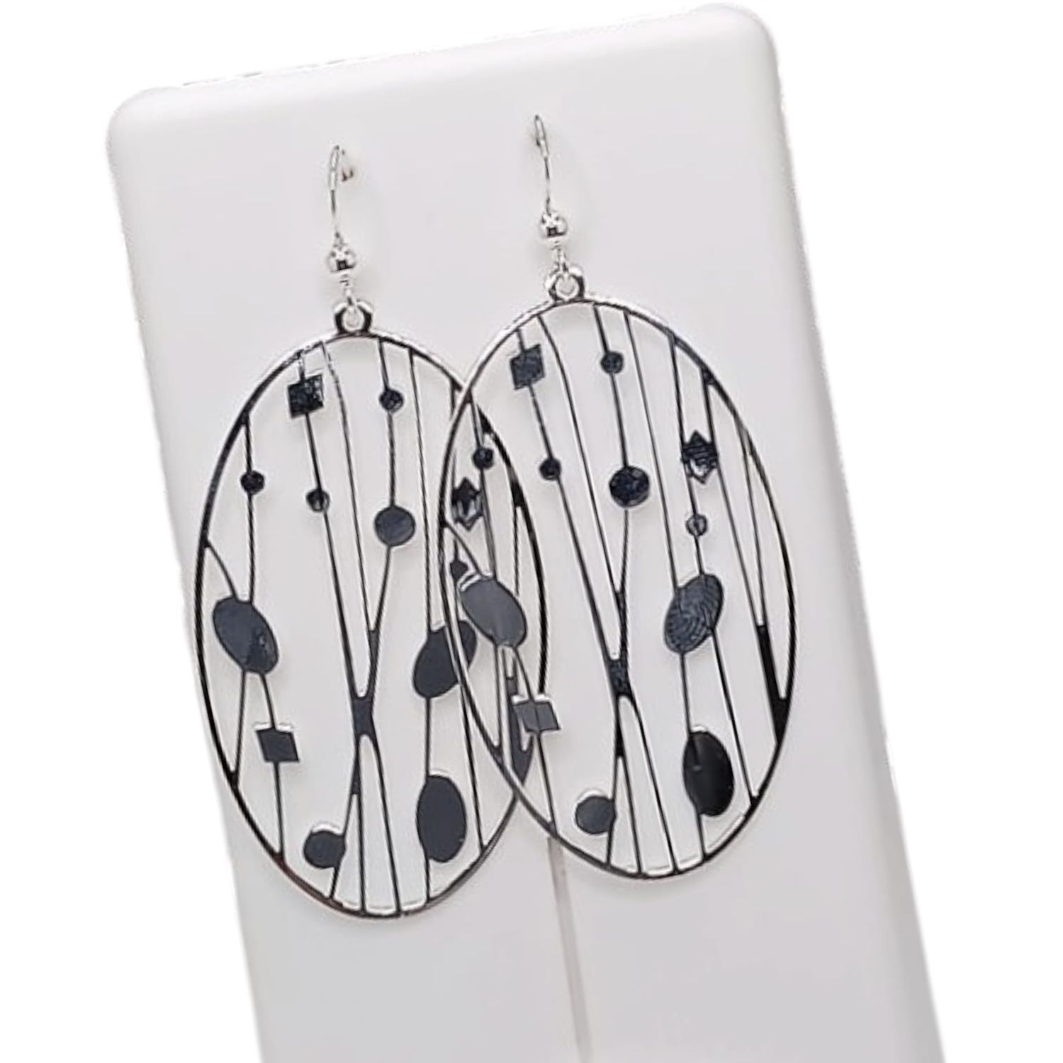 Arete Ovalado con simbolos 6 cm PLATA .925