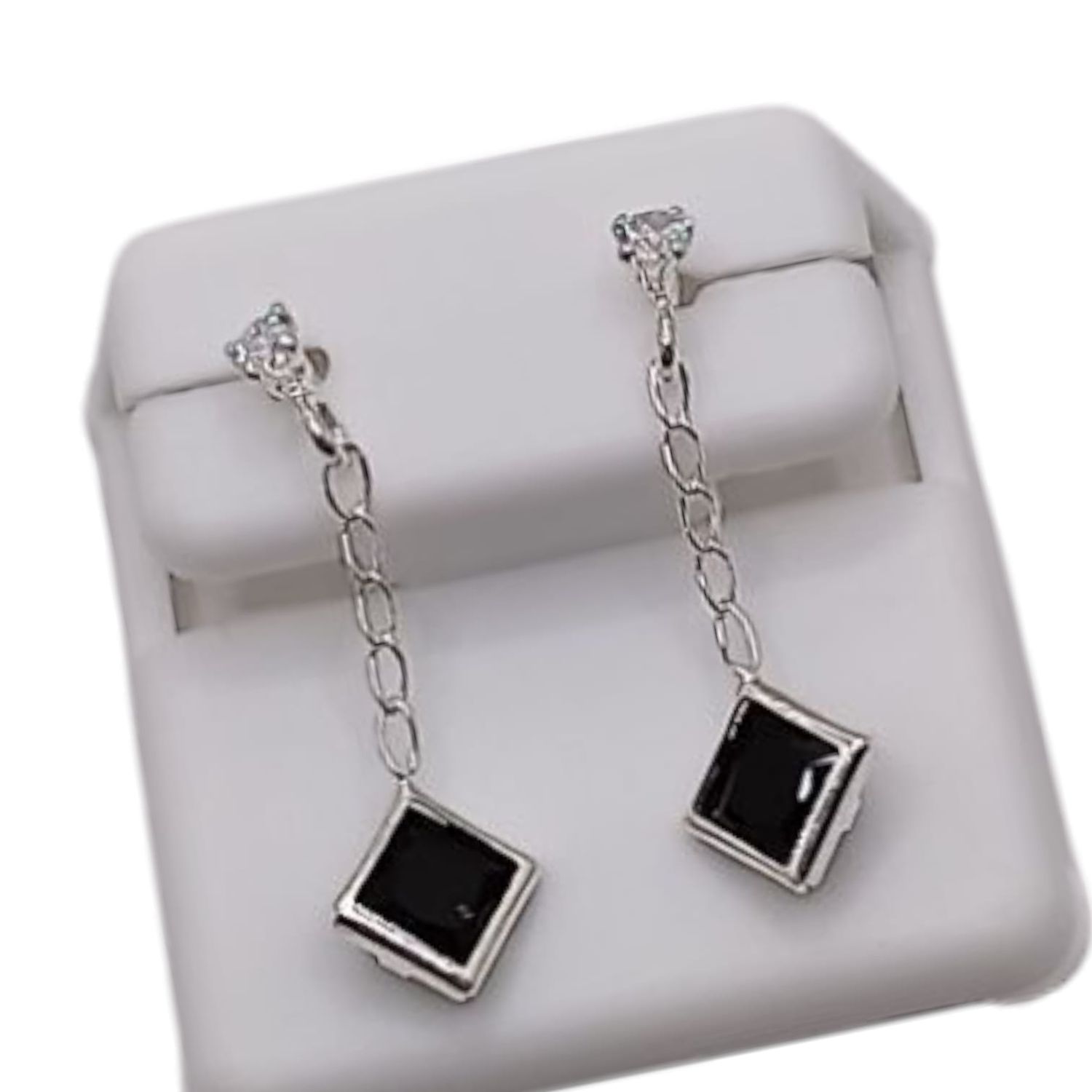 Broquel colgante con rombo negro biselado de 5 mm. PLATA .925