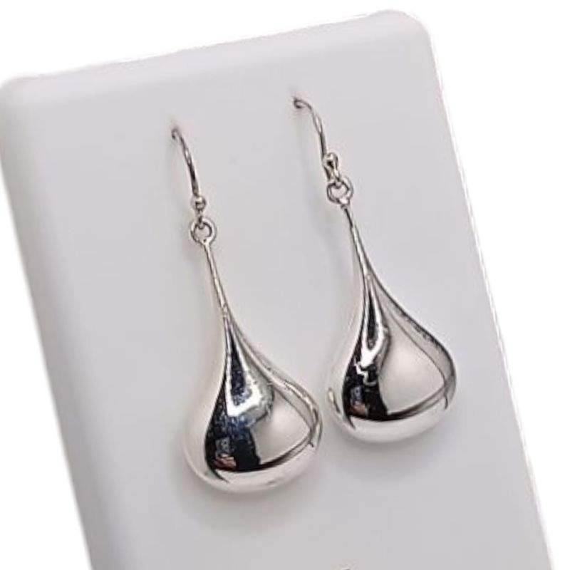 ARETE GOTA GRDE 4 CM LARGO TOTAL PLATA .925