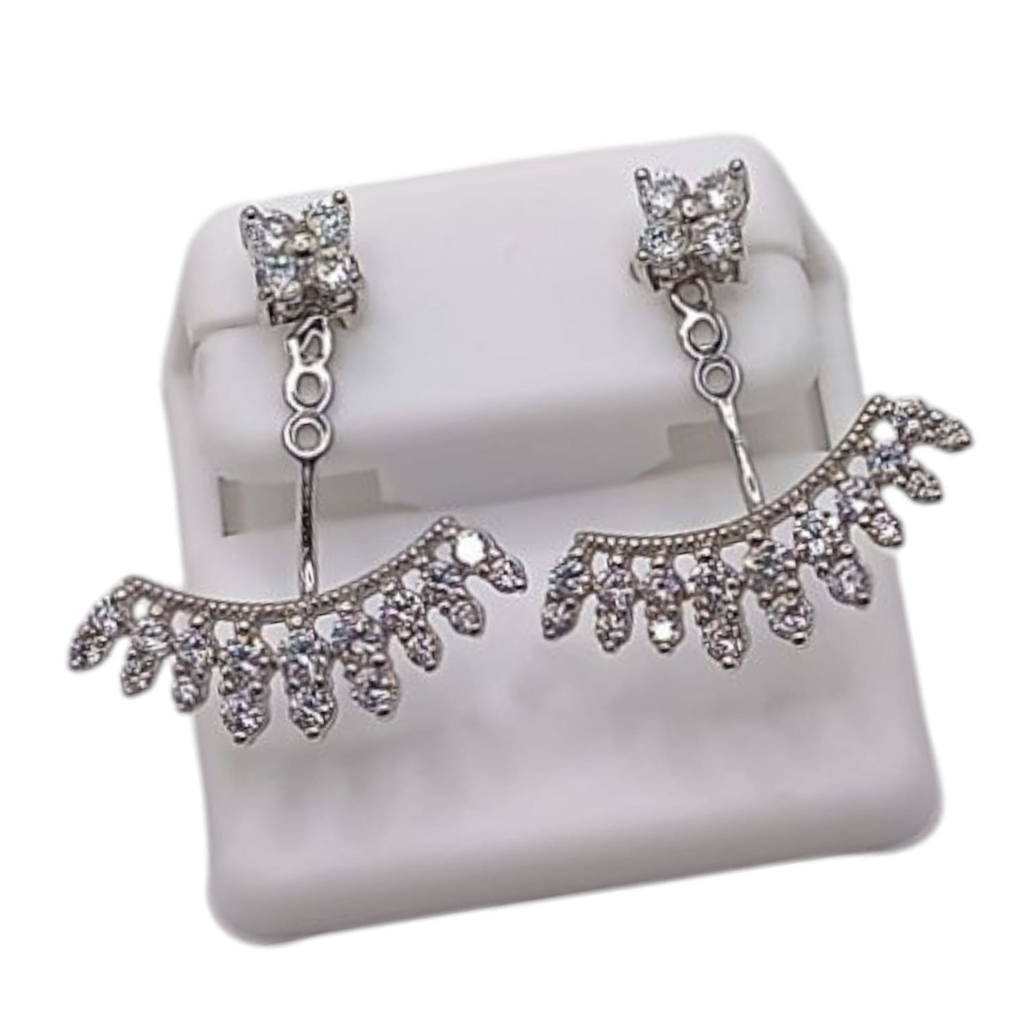 Arete super fancy doble Cz Blanco PLATA .925