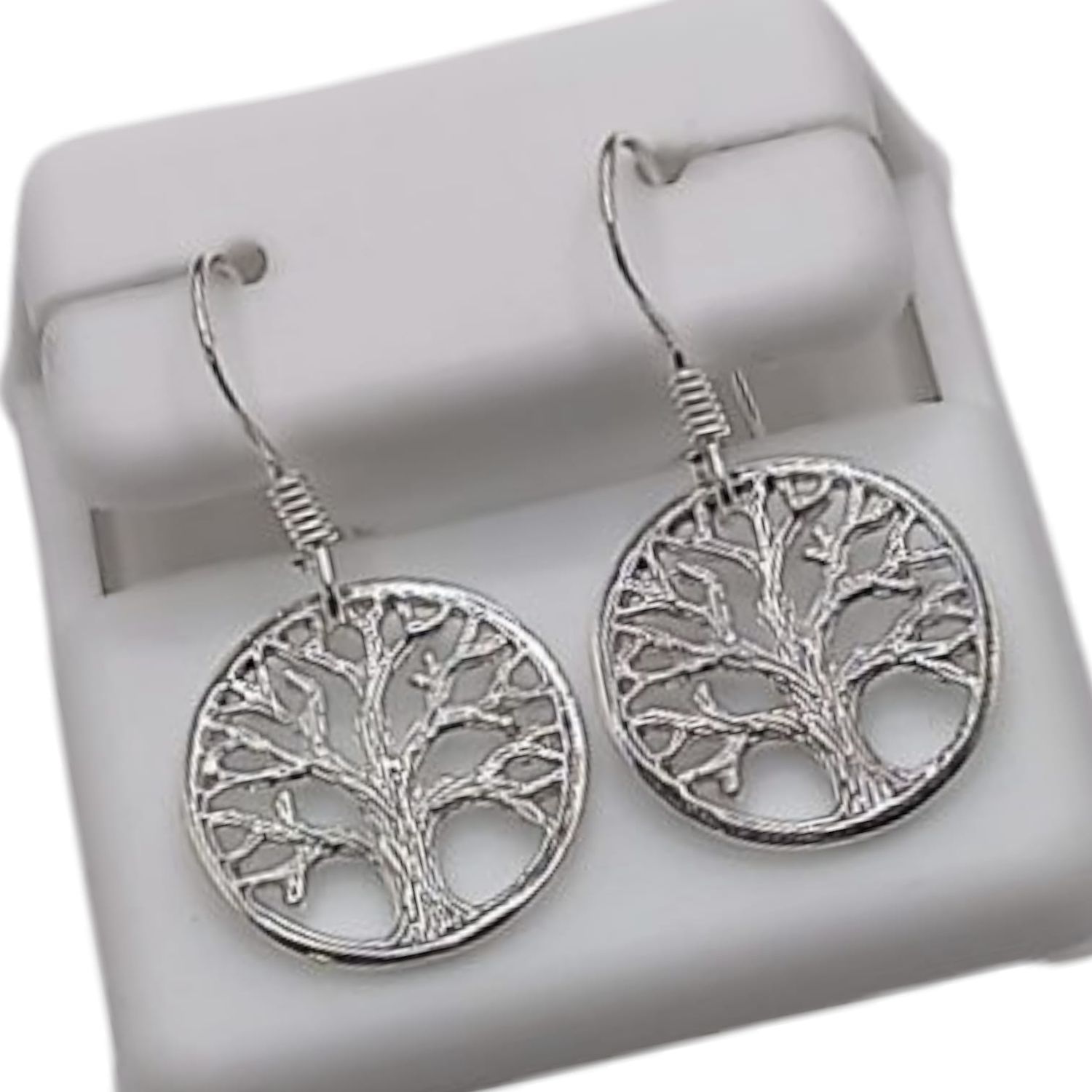 ARETE ARBOL DE LA VIDA 2.6 CM LARGO  PLATA .925