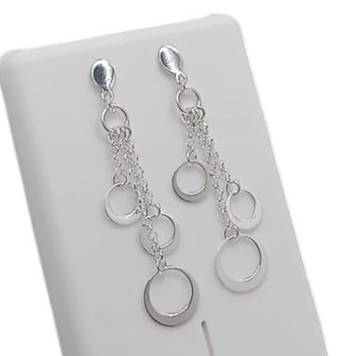 ARETE LARGO CON CIRCULOS  5.5 CM PLATA .925