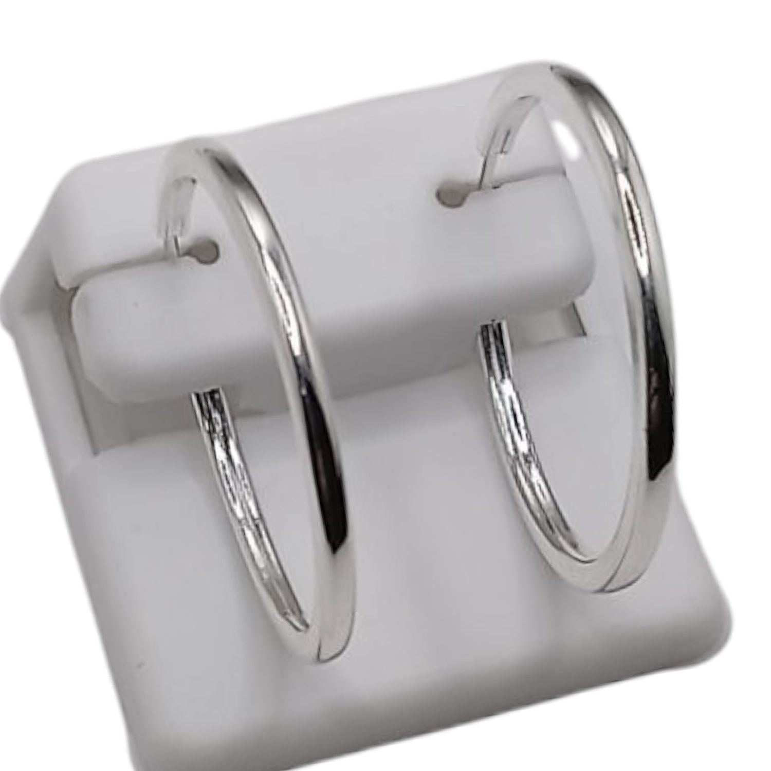 ARRACADA TUBO LISA SUPER PULIDA, 3 CM  PLATA .925