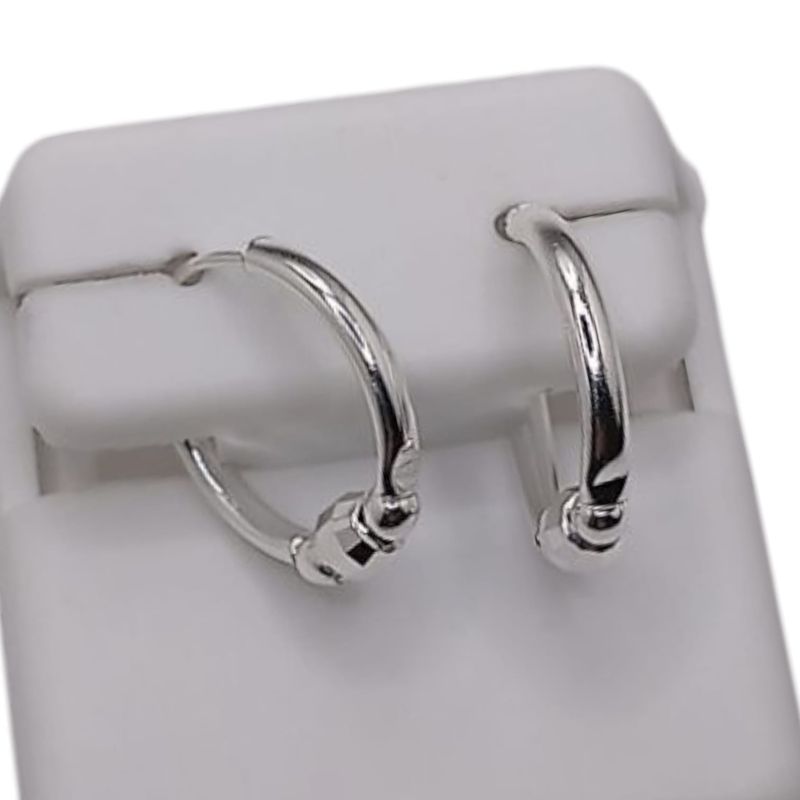 ARETE FANCY CON BOLA FACETADA  1.5 CM PLATA .925
