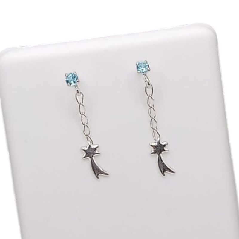 BROQUEL ESTRELLA FUGAZ, CZ AZUL, PLATA .925