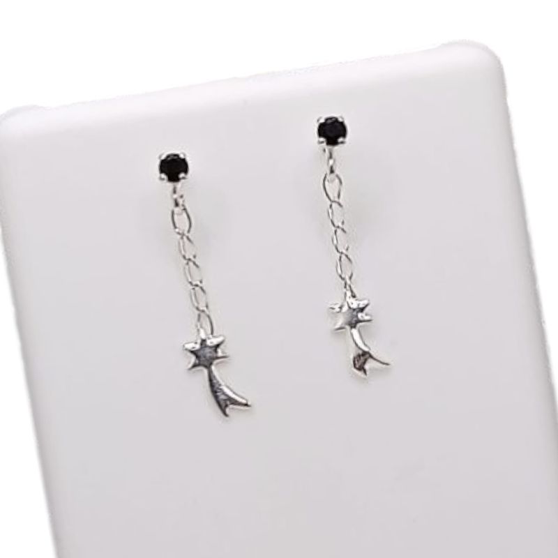 BROQUEL COLGANTE ESTRELLA FUGAZ, CZ NEGRA, PLATA .925
