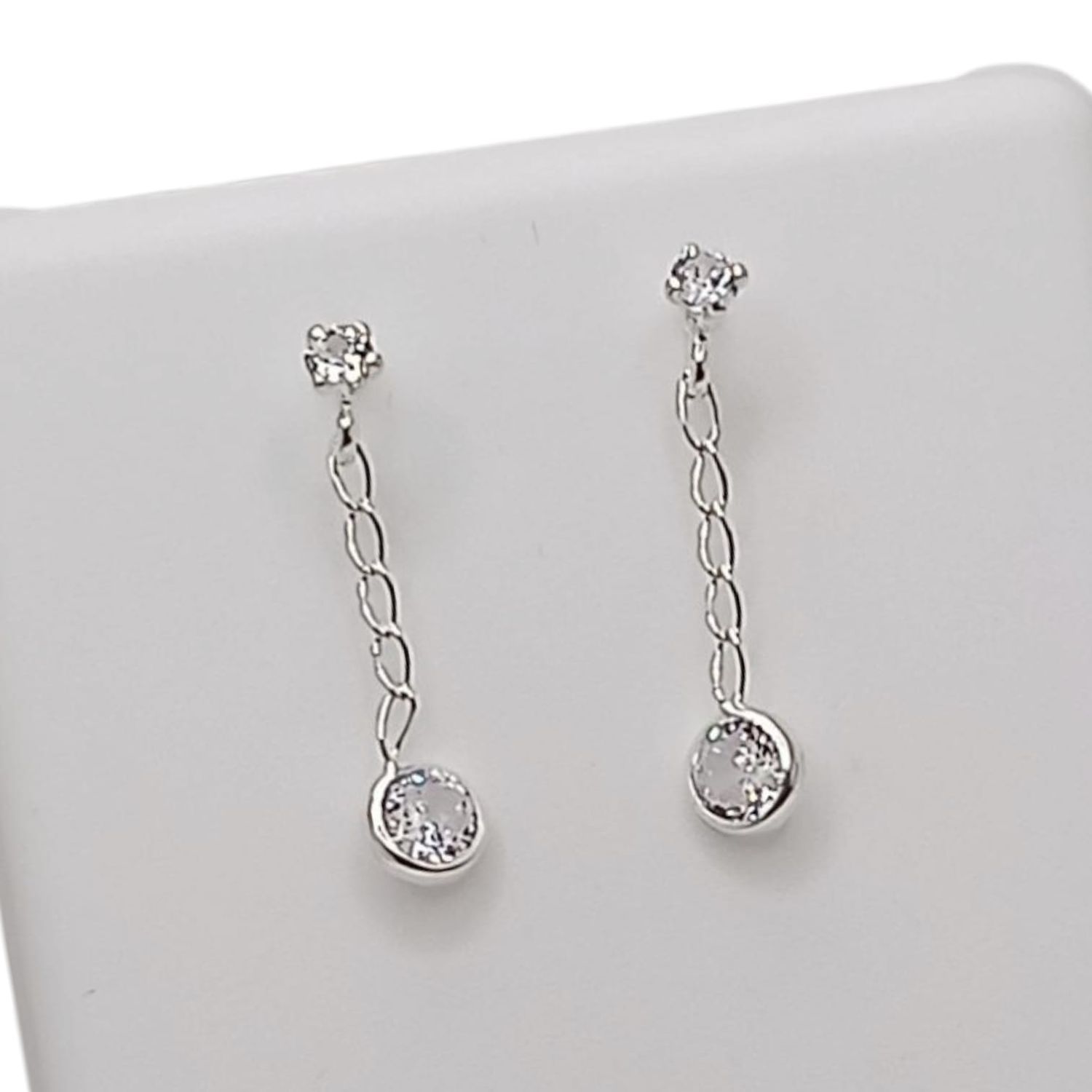 BROQUEL COLGANTE CON CZ BCA RECTO BISELADO 5 MM  PLATA .925