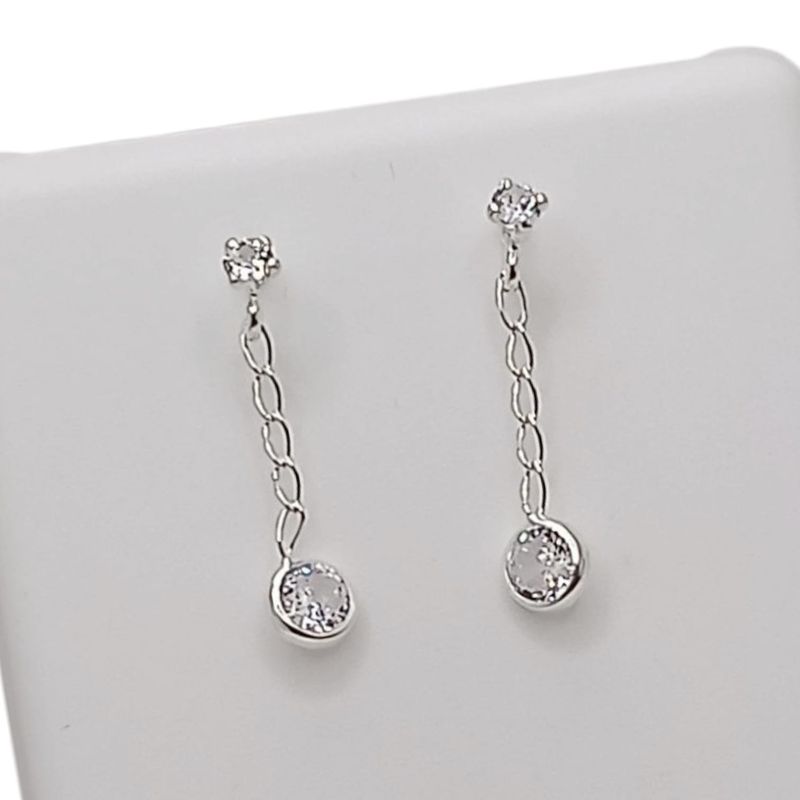 BROQUEL COLGANTE CON CZ BCA RECTO BISELADO 5 MM  PLATA .925