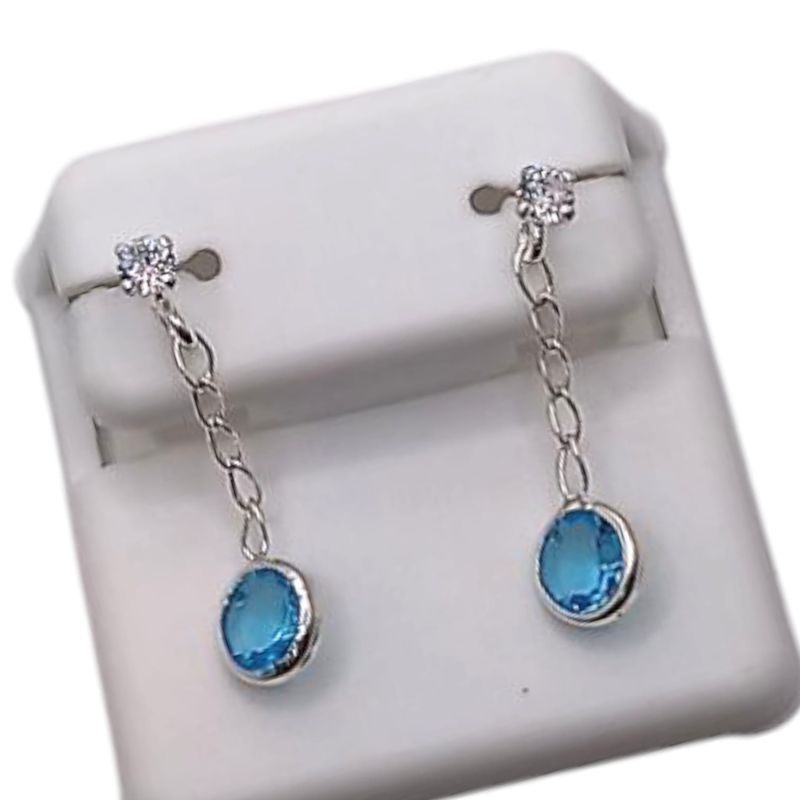 BROQUEL COLGANTE CZ AZUL BISELADA 6 MM   PLATA .925
