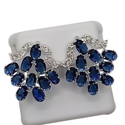 ARETE RACIMO CZ NAVY  PLATA .925